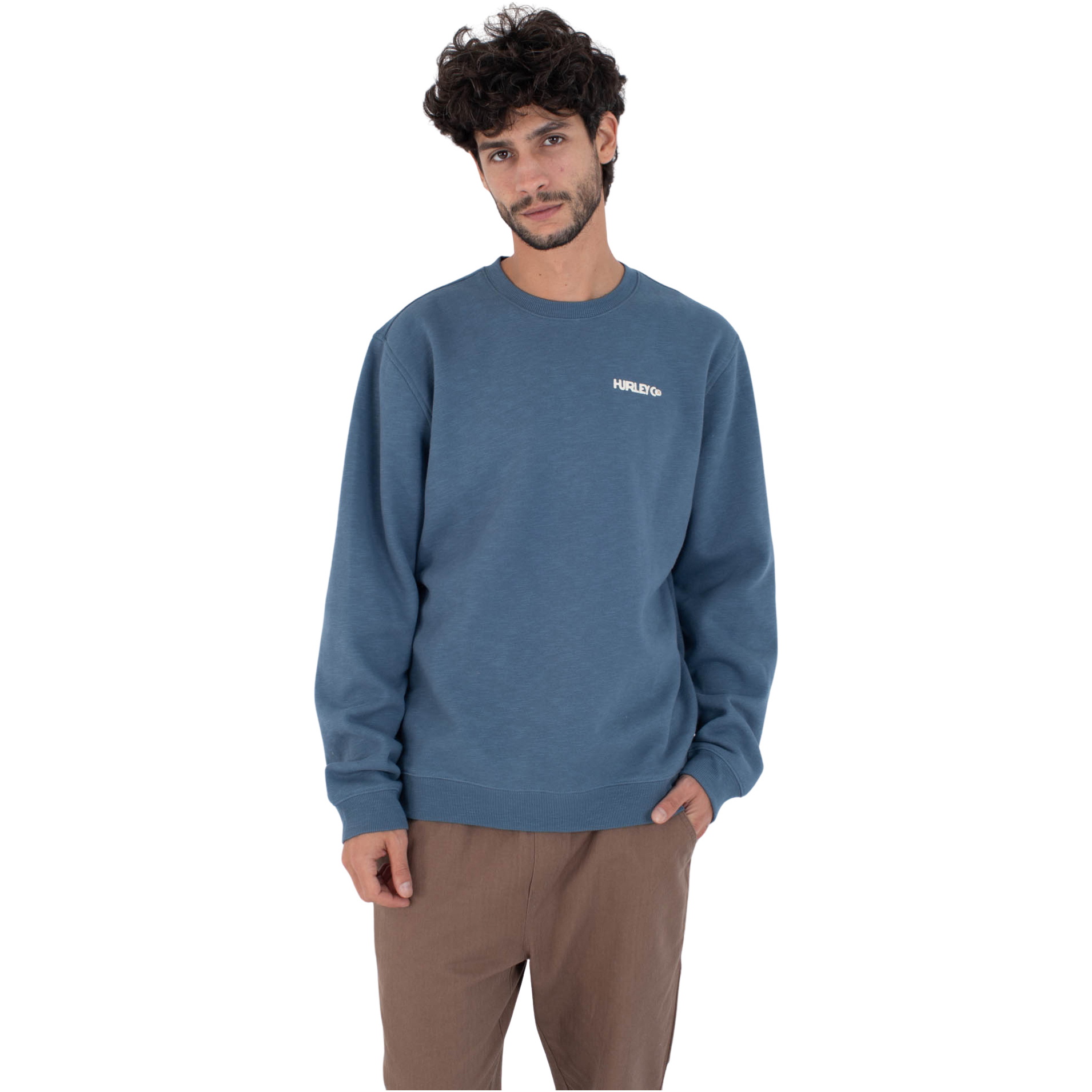 2026 Hurley Mens Graphic Slub Crew HFA25MMFT05491 - Hyper Jade